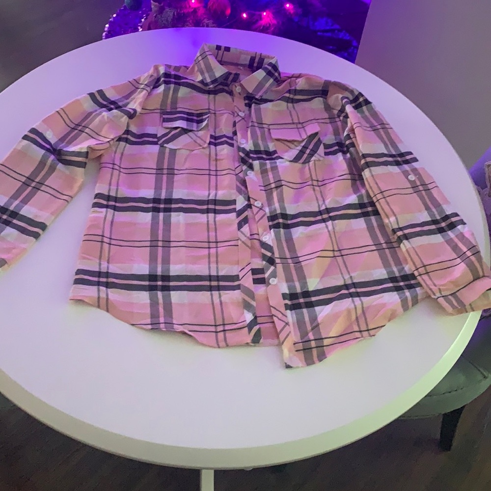 Pink Plaid Button Down Cowgirl Shirt